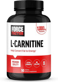 Force Factor L-Carnitine Supplement, L Carnitine Tartrate 1000mg Capsules to Convert Fat Into Energy, Support Muscle Recovery, and Boost Exercise Performance, Vegan, Non-GMO, 90 Tablets