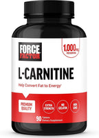 Force Factor L-Carnitine Supplement, L Carnitine Tartrate 1000mg Capsules to Convert Fat Into Energy, Support Muscle Recovery, and Boost Exercise Performance, Vegan, Non-GMO, 90 Tablets