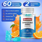 Copper Glycinate Gummies for Women, 2mg Chelated Copper with Vitamin C, High Absorption Copper Supplements for Women 25-44, Immune, Energy, Skin & Bone Health, 60 Count