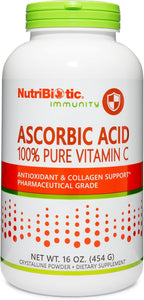 NutriBiotic Ascorbic Acid Vitamin C Powder, 16 Oz | Pharmaceutical Grade L-Ascorbic Acid, 2000 Mg Per Serving | Essential Immune & Antioxidant Collagen Support Supplement | Vegan, Gluten & GMO Free