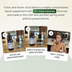 Fulvic Humic Acid 75 + Trace Minerals Liquid Supplement - Plant Derived in USA - Fulvic Acid Minerals Concentrate for Energy, Gut Health and Hydration- 1 gram per Serving - 2 oz.