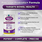 Vital Planet - Intense Care Bowel and Diarrhea Probiotic Supplement with Organic Prebiotics, Postbiotics, and Parabiotics, Lactobacillus Rhamnosus and Saccharomyces, 65 Billion CFU, 64 Strains, 30 Ct
