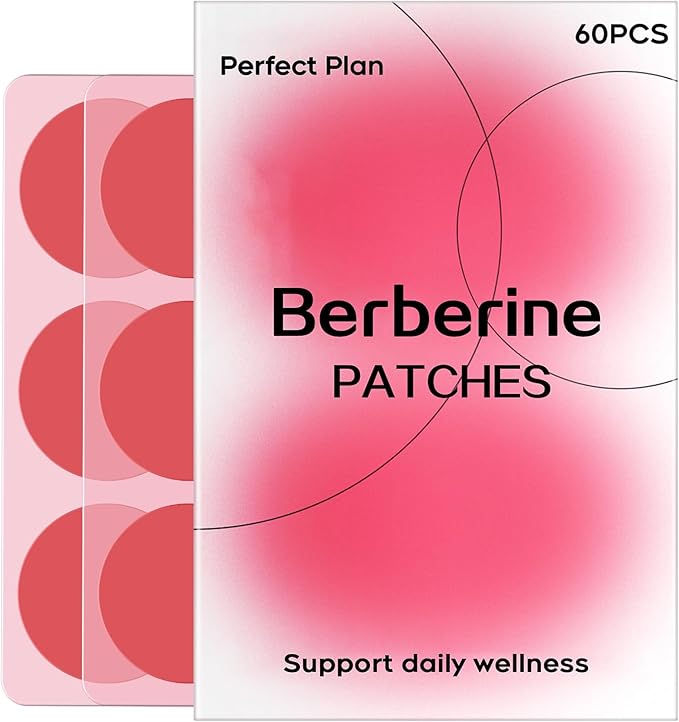 Berberine Patches for Women & Men | Advanced Natural Formulation | with L-Glutamine, Berberine, Cinnamon & Pomegranate | 60 Count-Red