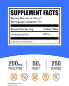 BulkSupplements.com DIM Powder - Diindolylmethane Powder, DIM Supplement for Men & Women - Unflavored & Gluten Free, 200mg per Serving, 50g (1.8 oz) (Pack of 1)