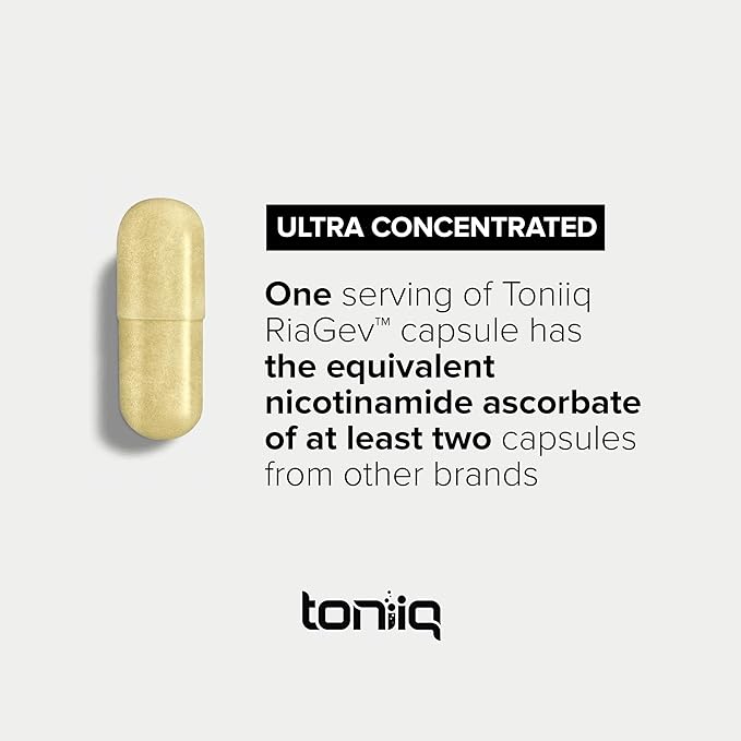 Toniiq Ultra High Potency 1400mg NAD Supplement - NAD+ Nicotinamide B3 Blend with D-Ribose, Niacin -with RiaGev - 3rd Party Tested