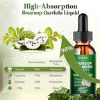7-in-1 Soursop Graviola with Sea Moss Liquid Drops, Soursop Bitters Liquid Rich in Multivitamin for Digestive Antioxidant, Immune Boost, Cell Support & Regeneration, 2 Fl Oz