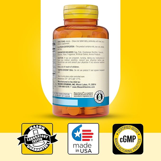 MASON NATURAL Calcium 600 mg with Vitamin D3, 100 Day Supply, Supports Healthy Bones & Normal Muscle Function, Coffee Mocha Flavor, 100 Chewables