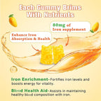2 Pack Iron Gummies for Women & Men - Vegan Iron Supplement for Anemia & Iron Deficiency, with Vitamin B12, Vitamin C, Zinc, Folate - Energy Boost, Sugar-Free, Mango Flavor, 120 Count