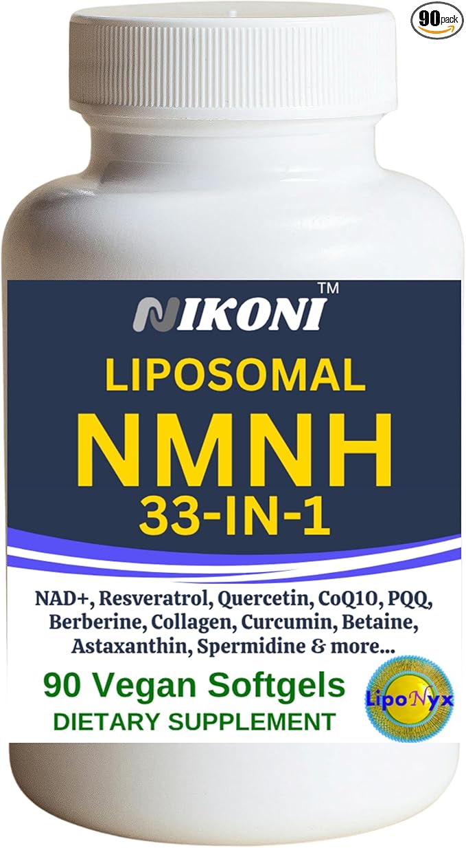 Nikoni Vegan Liposomal NMNH Softgels, 33-in-1 Formula with 1000mg NMNH per seving, NAD+ Support – Promotes Cellular Energy, Immune Health & Healthy Aging – 90 Vegan Softgels