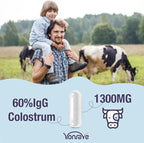 Bovine Colostrum Capsules Supplement 1300mg - Extra High 60% IgG Bovine Colostrum - Gut, Bone, Exercise, Immune - 60 Capsules