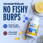 Oceanblue Professional Omega-3 2100mg Mini Fish Oil Softgels - Triple Strength, High Potency EPA, DHA & DPA - Burpless, Wild-Caught, Natural Orange Flavor - 120 Count
