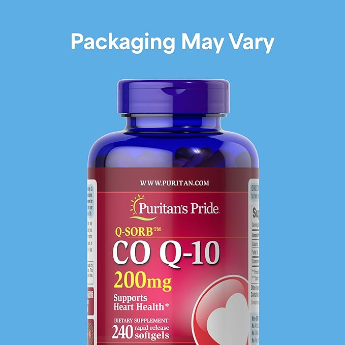 Puritan's Pride Coenzyme CoQ10 200mg, Dietary Supplement for Heart Health, Blood Pressure, Oral Gum Health, and Healthy Aging Support, 240 Servings, Rapid Release Softgels