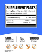 BulkSupplements.com Niacin Powder - Vitamin B3 Supplement, Niacin 500mg - Niacin Flush, Niacin with Flushing - Gluten Free, 500mg of Niacin per Serving, 5kg (11 lbs) (Pack of 5)