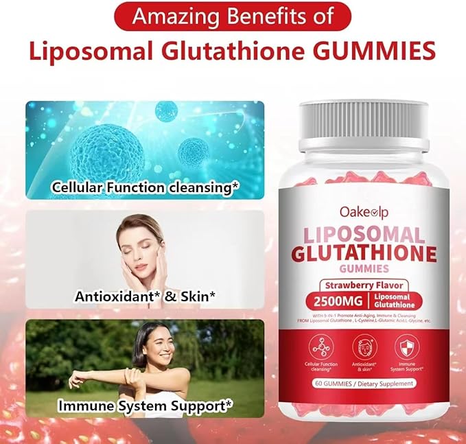 30 Days Supply 2500MG Liposomal Glutathione Gummies,Enhance 98% Absorption-for Skin whitening & Support Liver Function, Antioxidant for Aging Alleviation