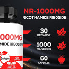 Satoomi NAD Nicotinamide Riboside - NR 1000mg Supplement - 60 Count for 30 Days