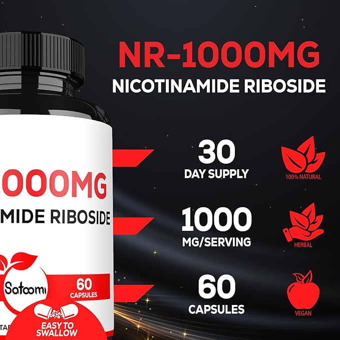 Satoomi NAD Nicotinamide Riboside - NR 1000mg Supplement - 60 Count for 30 Days