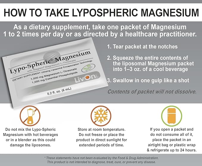 Lypo-Spheric Magnesium L-Threonate – 30 Packets – 77 mg Magnesium Per Packet – Liposome Encapsulated for Maximum Bioavailability – Professionally Formulated & 100% Non-GMO - 2 Pack