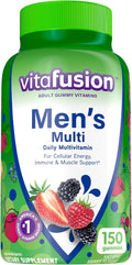 vitafusion Adult Gummy Vitamins for Men, Berry Flavored Men’s Multivitamin Gummy Supplement with Vitamins A, C, D, E, B6, B12, 75 Day Supply, 150 Count