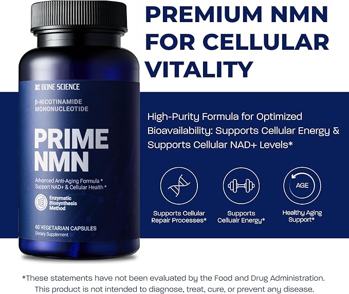 BONE SCIENCE Uthever NMN & Pterostilbene 6-in-1 Complex with Resveratrol, Glutathione & BioPerine - High Purity Stabilized NAD+ Precursor for Healthy Aging & Cellular Energy - 72 Vegetarian Capsules