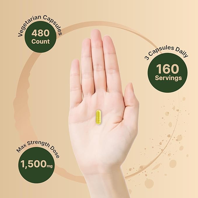 NatureBell Berberine Supplement 1,500mg with Ceylon Cinnamon & Turmeric Root, 480 Veggie Capsules (2 Pack) | 97% Pure Berberine HCL | Supports Balanced Sugar Levels & Heart Health | Vegan, Non-GMO