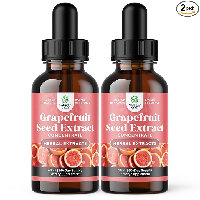 GSE Grapefruit Seed Extract Liquid - One Drop Daily - Super Concentrated Grape Seed Extract Liquid Drops Rich in Bioflavonoids & Polyphenols for Gut Health & Immune Support - 2 Fl Oz (2 Pack)