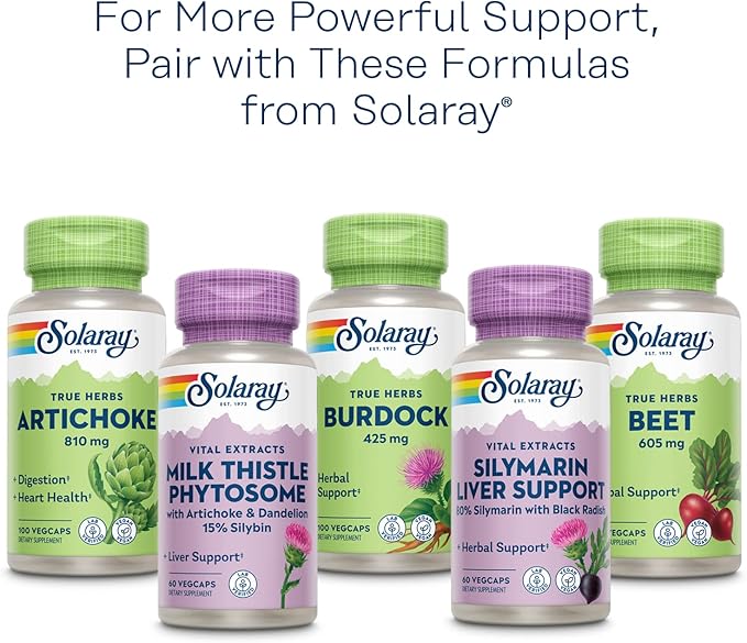 SOLARAY Milk Thistle Seed Extract 350 mg Guaranteed to Contain 80% Silymarin, Traditional Liver Support, Vegan & Lab Verified for Quality, 60 Day Money-Back Guarantee, 30 Servings, 30 VegCaps