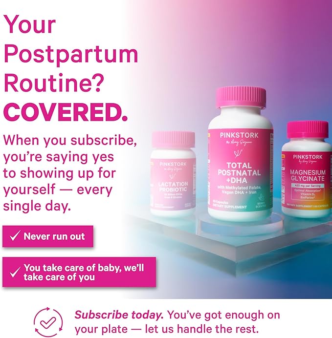 Pink Stork Lactation Probiotic - 30 Billion CFUs Multi-Strain Postnatal Probiotics for Breastfeeding Women - Supports Breast Milk and Gut Health, Postpartum Essentials, Mint Essence, 30 Capsules