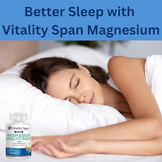 Magnesium Glycinate 400mg, Chelated Magnesium Bisglycinate for Relaxation and Sleep Aid, Extra Strength, with Magnesium Oxide, Gentle on Stomach, Vegan, 120 Capsules, Made in USA