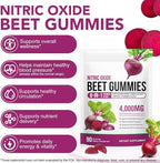 Super Beetroot Gummies, 8 in 1 Beet Root 4,000mg with Grape Seed Extract & CoQ10, Sugar Free - 90 Count (1)
