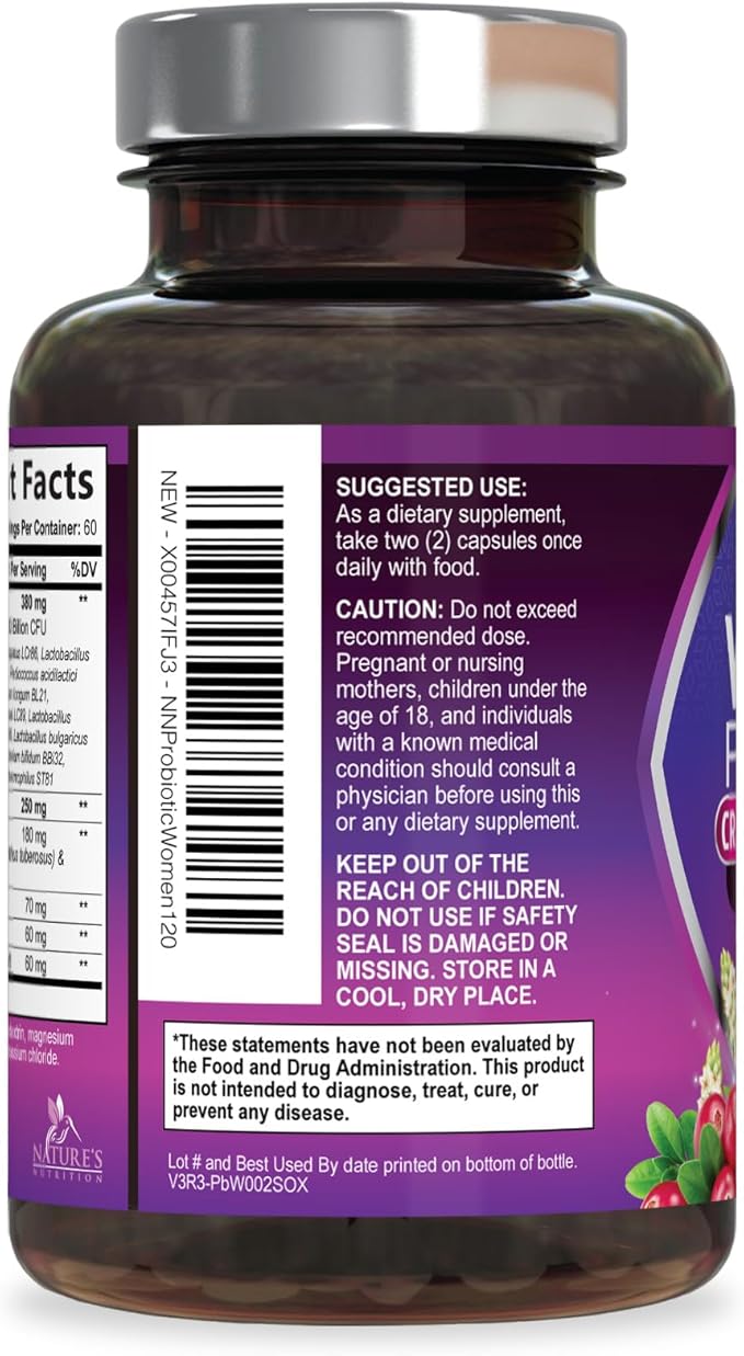 Probiotics for Women 100 Billion CFU Per Serving - 16 Unique Strains, Prebiotics Cranberry & Lactobacillus, PH Balance, Digestive & Gut Health, Vaginal & Immune Support Women's Probiotic, 120 Capsules
