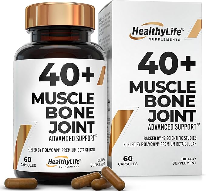 Helps Preserve Muscle After 40 | Clinically Studied Polycan Beta-Glucan | Supports Strength Bone Density & Joint Mobility | 40+ Scientific Studies | 60 Caps