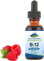 Pure Mountain Botanicals B12 Vitamin 1000 mcg – Kosher Liquid B12 Drops with Natural Berry Flavor