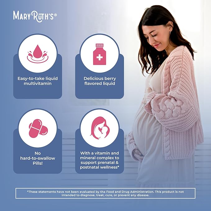 MARYRUTH'S Postnatal & Prenatal Vitamins for Women | Sugar Free | Womens Multivitamin for Pre-Conception, Pregnancy & Nursing | Ginger | Selenium | Folate | Vegan | Non-GMO | Gluten Free | 16 oz