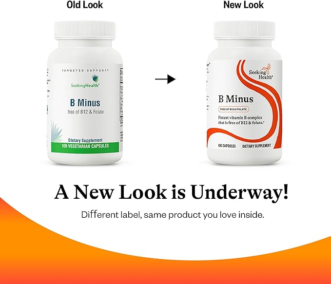 Seeking Health B-Minus - Complex Vitamin Supplement with Biotin & Riboflavin - Vitamin B Blend Supports Brain Health & Energy - 100 Capsules