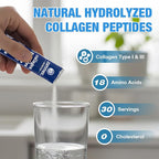 Premium Collagen Peptides Powder, 30 Sticks Travel Packets(Type I, III), Unflavored Collagen Protein Powder to Go, Hydrolyzed Collagen Peptides for Skin Hair Nail Joint, 10g per Serving, Paleo & Keto