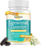 Liposomal Luteolin 200mg – Luteolin Supplement & Brain Supplement for Memory and Focus with Apigenin & L-Theanine – Non-GMO, Gluten-Free, 60 Softgels
