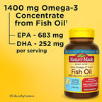 Nature Made Extra Strength Omega 3 Fish Oil Supplements, 1400mg, Fish Oil Omega 3 Supplements as Ethyl Esters for Healthy Heart, Brain, Eyes, Mood Support, 45 Softgels, 45 Day Supply, (Pack of 2)