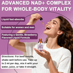 NAD+ Supplements for Men & Women, Extra Strength NMN Alternative Liposomal Nad⁺ Supplement with Resveratrol Quercetin for Cellular Energy & NAD+ Levels, Fast Absorption Liquid NAD Plus丨NON-GMO, 2Fl Oz