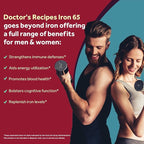 Doctor's Recipes Iron Supplement 65 mg with Vitamin C - Maximized Absorption & Stomach Friendly Iron Pills for Red Blood Cells Formation, Heart, Brain & Immunity Health - Vegan Non-GMO 180 Iron Tabs