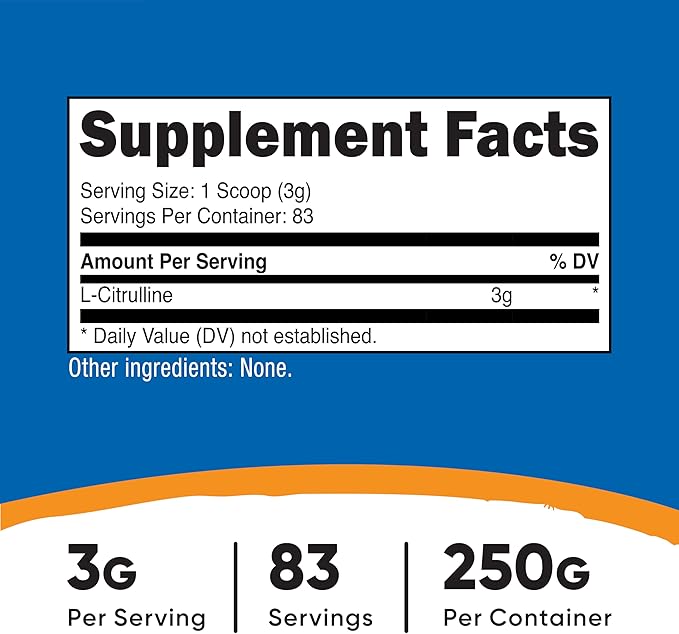 Nutricost Pure L-Citrulline (Base) Powder 250 Grams (Pack of 2)