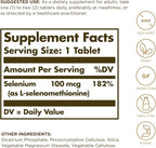 Solgar Yeast-Free Selenium 100 mcg - 100 Tablets - Supports Antioxidant & Immune System Health - Non-GMO, Gluten Free, Dairy Free, Kosher - 100 Servings