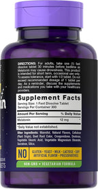 Carlyle Melatonin 12 mg Fast Dissolve 300 Tablets | Drug Free | Natural Berry Flavor | Vegetarian, Non-GMO, Gluten Free