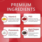DRFOSTER Coq10 Ubiquinol 200mg, Coq10 200mg Softgels, Max Absorption Ubiquinol with Vitamin E & PQQ & Black Pepper, Powerful Antioxidant, 120 Softgels