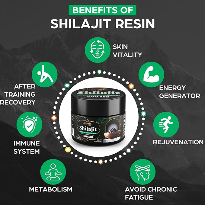 600 MG Shilajit Resin - Shilajit Supplement with Fulvic Acid & 85+ Trace Minerals for Energy, Immunity, Brain Power, 30 Grams