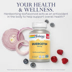 SOLARAY Quercetin 500mg Capsules - Antioxidants Supplement - Bioflavonoid and Antioxidant Support for Overall Health and Wellness - Non-GMO, Vegan, Lab Verified, 60-Day Guarantee, 180 Servings