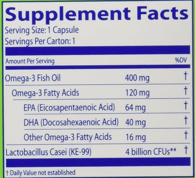 Restora Probiotic Supplement -Immunity Booster-Patented probiotic w|Omega 3, Gut Health Stabilizer Increases Resistance to Infectious Diseases -Calms Inflammation