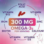Prenatal Vitamins for Women with Folic Acid + Omega 3 DHA for Fetal Brain Development, Best Prenatal Vitamin Supplement, Daily Pregnancy Multivitamin Nutritional Support, Non-GMO - 60 Softgels
