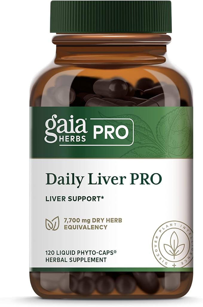 GAIA HERBS PRO Daily Liver Pro - Natural Liver Support - with Milk Thistle, Licorice Root, Turmeric Root & More - Vegan, Organic & Gluten-Free - 120 Liquid Phyto-Caps (60 Servings)