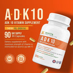 INVITA, ADK 10 Vitamin Supplement – 90 Capsules – High Potency of Vitamin A, D3 10,000 IU & K2-MK7 – Physician Formulated ADK for Bone, Heart & Immune Support – Non-GMO, Gluten Free (3-Month Supply)