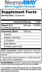 NeuropAWAY Nerve Support Supplement, R-Alpha Lipoic Acid to Help Provide Nerve Relief and Health in as Little as 5 Days, Acetyl-L-Carnitine, Taruine, Vitamin B12, L-Citrulline 60 Capsules